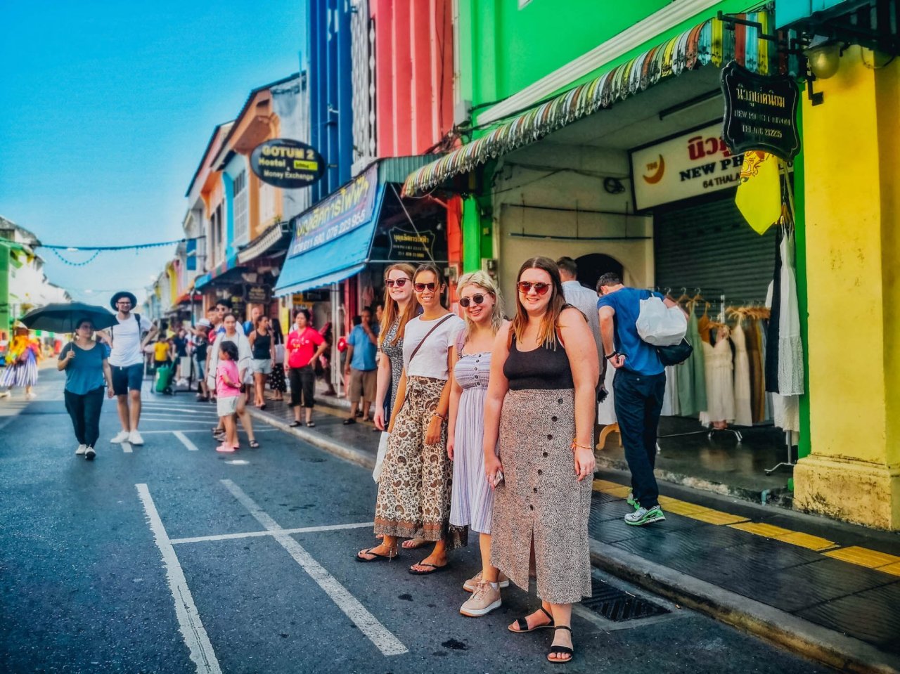 Girls on a busy street in Phuket